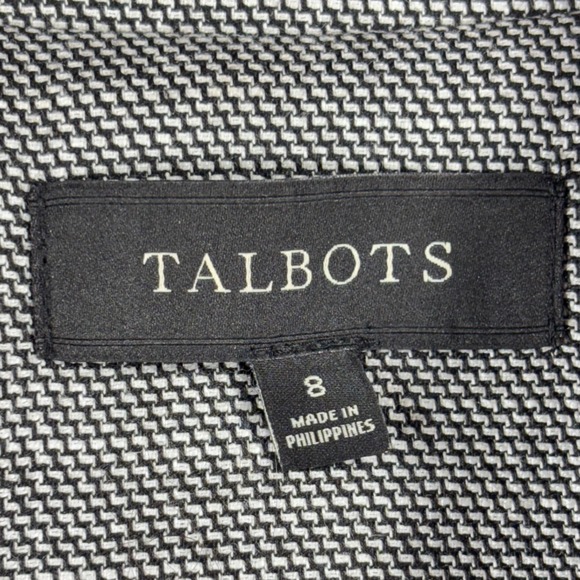 Talbots Blazer Gray Black Trimmed Houndstooth Career Jacket - Size 8 Classic - Picture 3 of 11